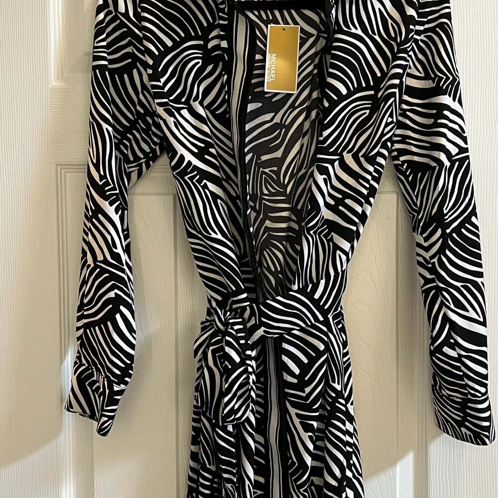 Michael Kors Zebra Print Belted Shirt Dress
